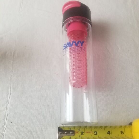 Savvy Fruit Infusion Pink Tritan Water Bottle Travel Clear Waterbottle - Picture 6 of 6